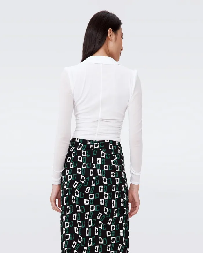 DVF Tops Women Giorgi Mesh Bodysuit Ivory