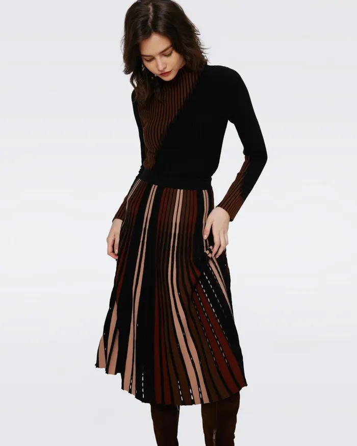 DVF Tops Women Marisol Knit Top Brown And Black