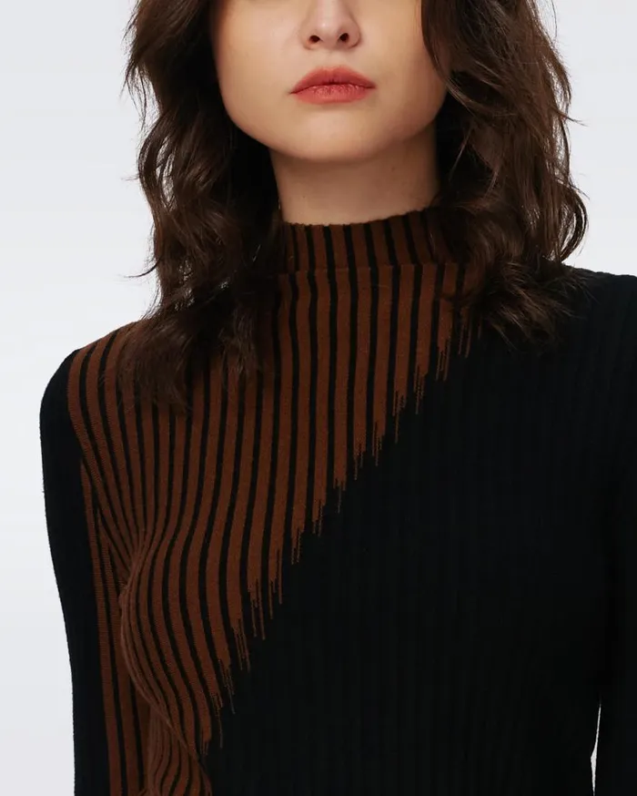 DVF Tops Women Marisol Knit Top Brown And Black