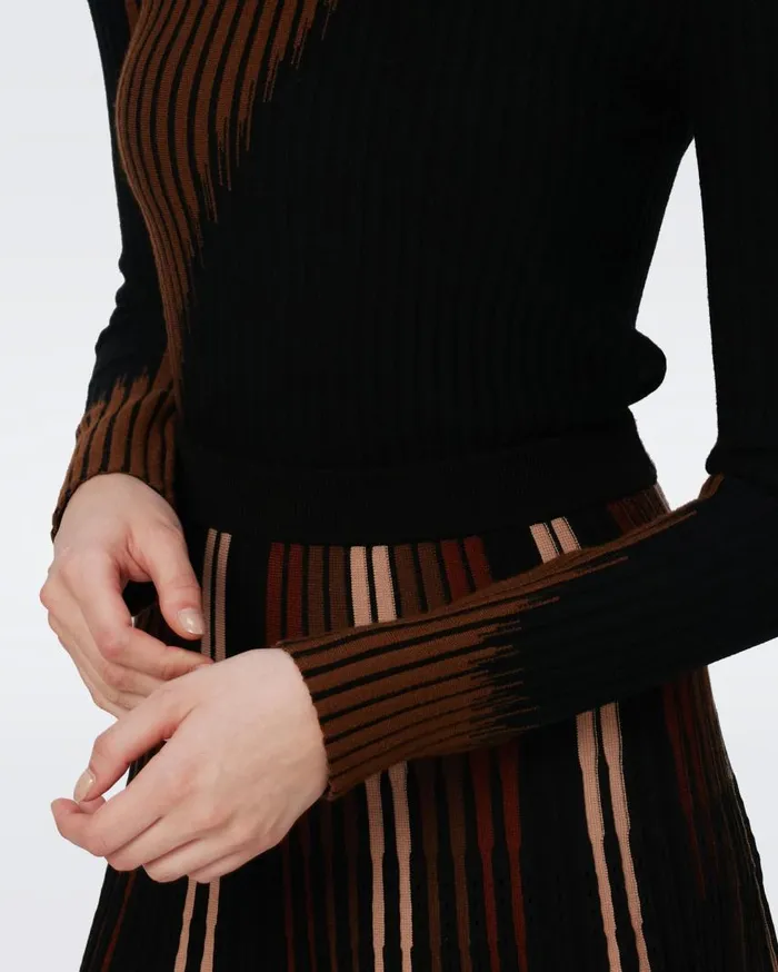 DVF Tops Women Marisol Knit Top Brown And Black