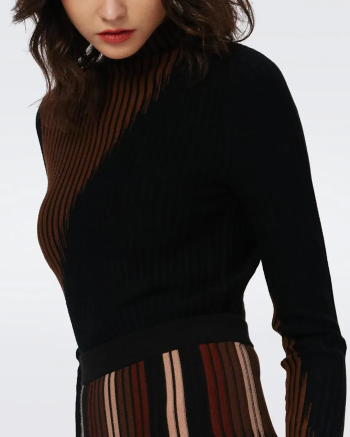 DVF Tops Women Marisol Knit Top Brown And Black