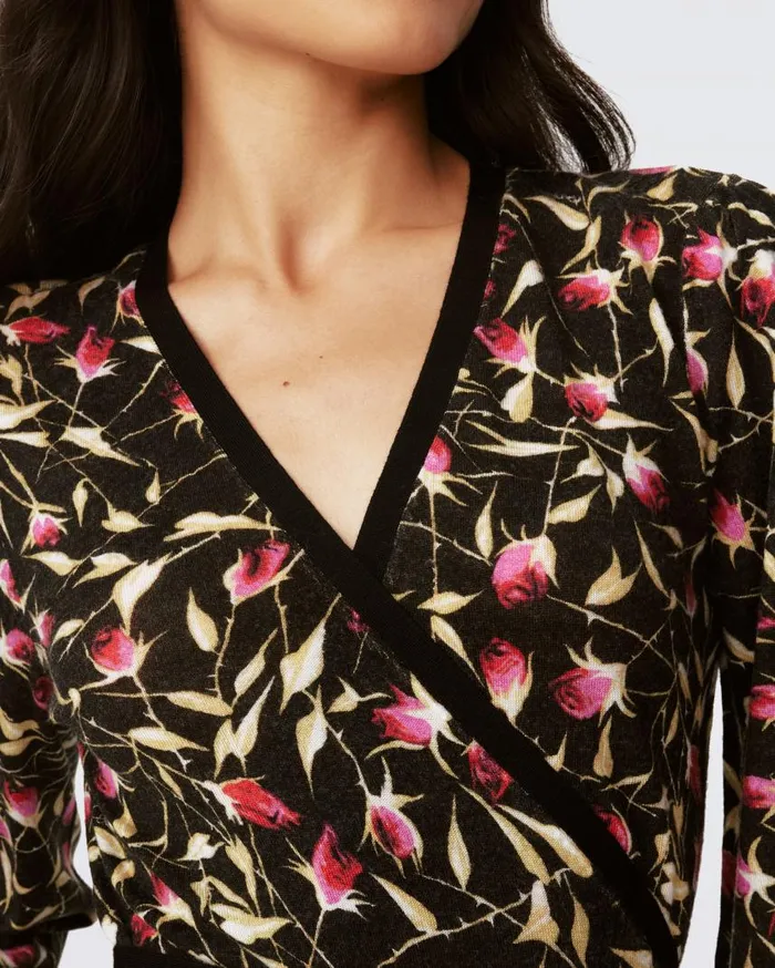 DVF Tops Women Silver Wool Wrap Top Rockn Rose