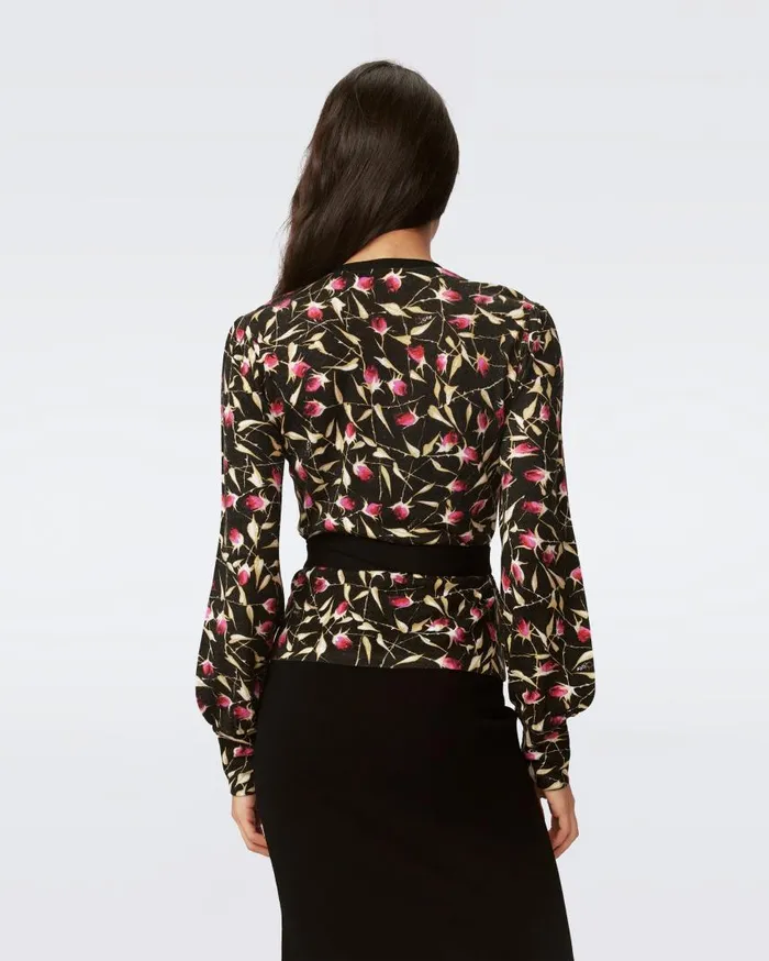 DVF Tops Women Silver Wool Wrap Top Rockn Rose