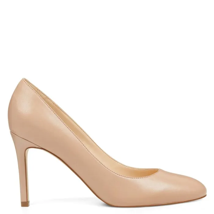 Dylan Round Toe Pumps Barely Nude Leather Women Nine West Heels