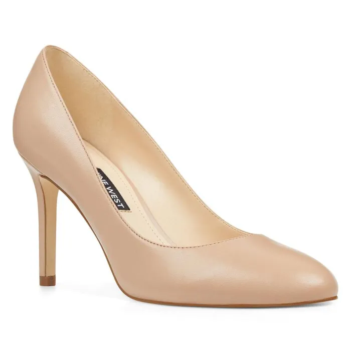Dylan Round Toe Pumps Barely Nude Leather Women Nine West Heels Dylan Round Toe Pumps Barely Nude Leather Women Nine West Heels