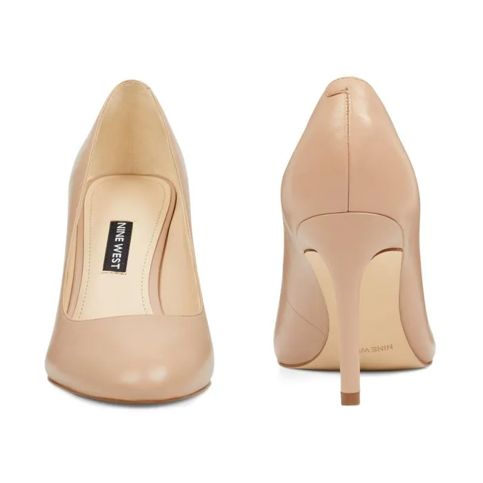 Dylan Round Toe Pumps Barely Nude Leather Women Nine West Heels Dylan Round Toe Pumps Barely Nude Leather Women Nine West Heels