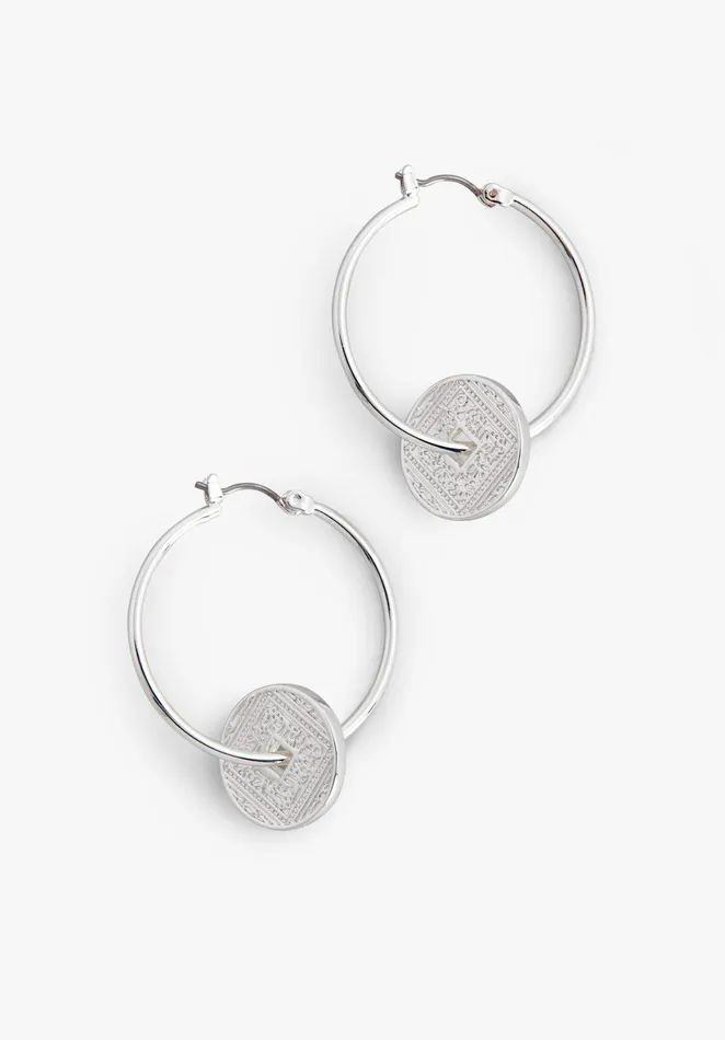 Earrings Women Hush Makri Coin Hoop Earrings Silver