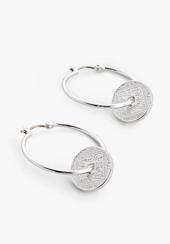 Earrings Women Hush Makri Coin Hoop Earrings Silver