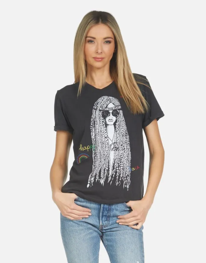 Edda Hippie Girl Onyx Women Lauren Moshi Short Sleeve