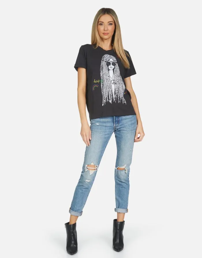 Edda Hippie Girl Onyx Women Lauren Moshi Short Sleeve