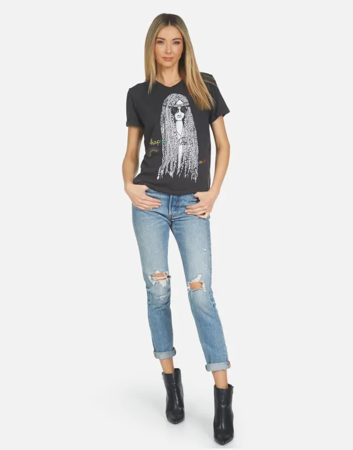 Edda Hippie Girl Onyx Women Lauren Moshi Short Sleeve