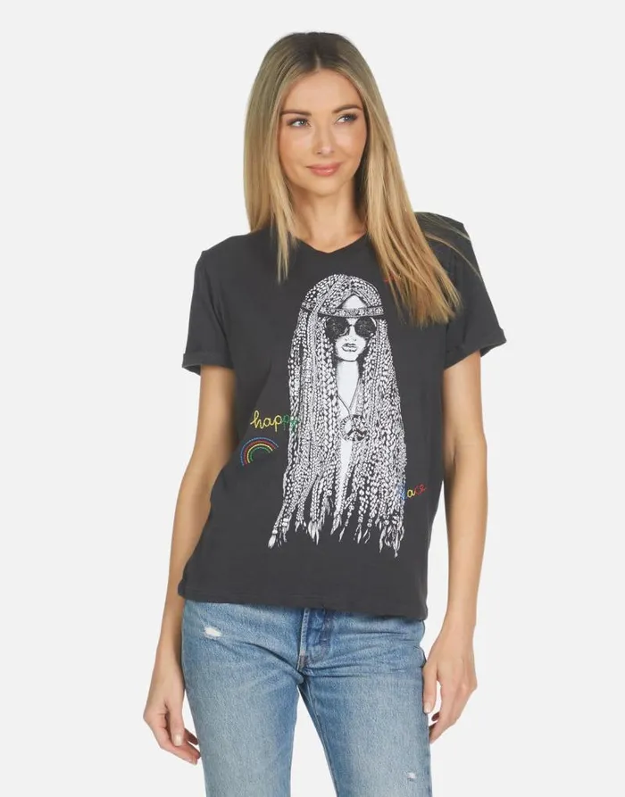 Edda Hippie Girl Onyx Women Lauren Moshi Short Sleeve