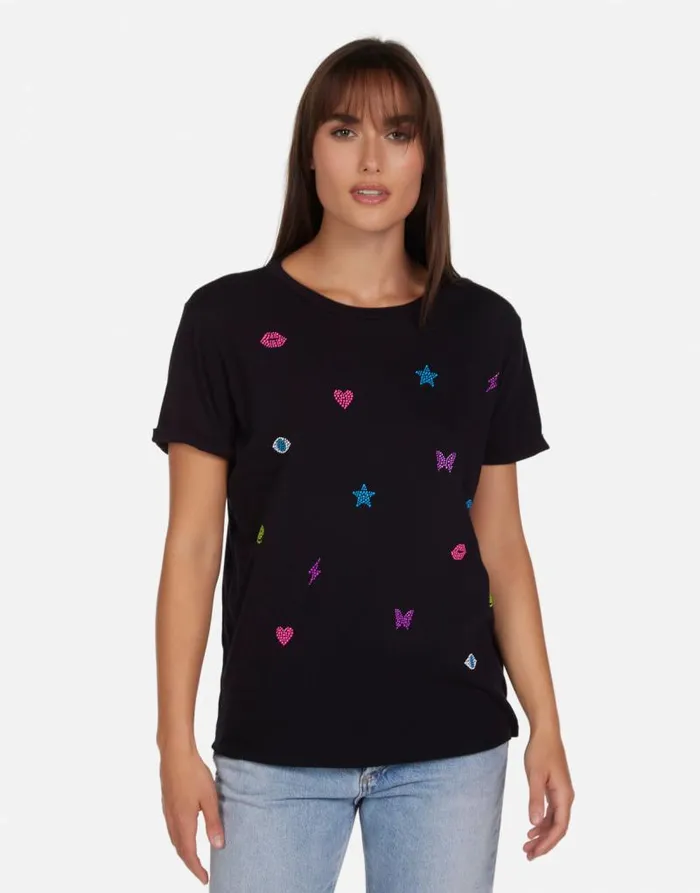 Edda Neon Stud Elements Black Women Lauren Moshi Short Sleeve