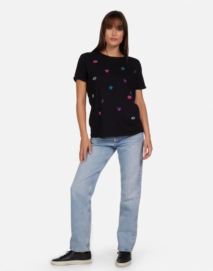 Edda Neon Stud Elements Black Women Lauren Moshi Short Sleeve