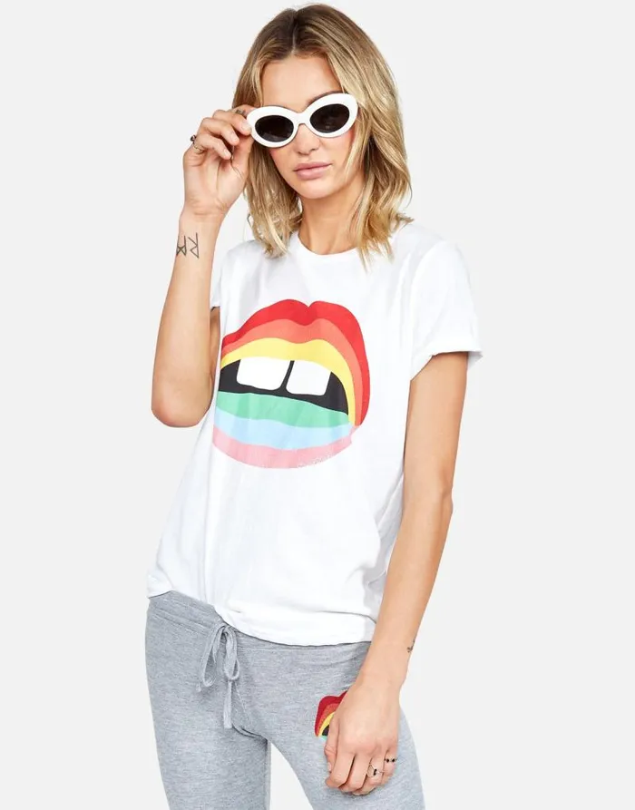 Edda Rainbow Gap Mouth White Women Lauren Moshi Short Sleeve