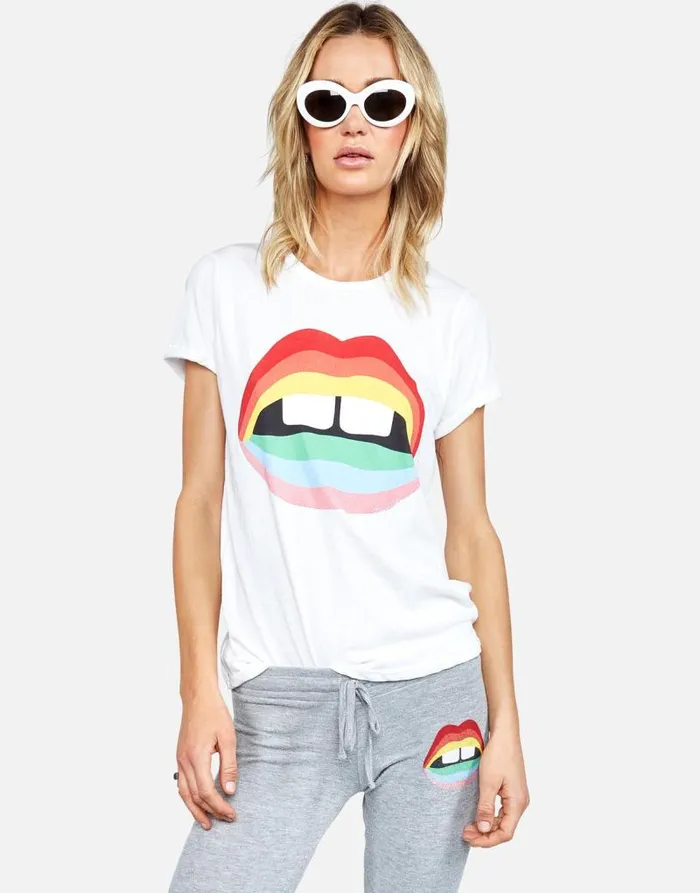 Edda Rainbow Gap Mouth White Women Lauren Moshi Short Sleeve