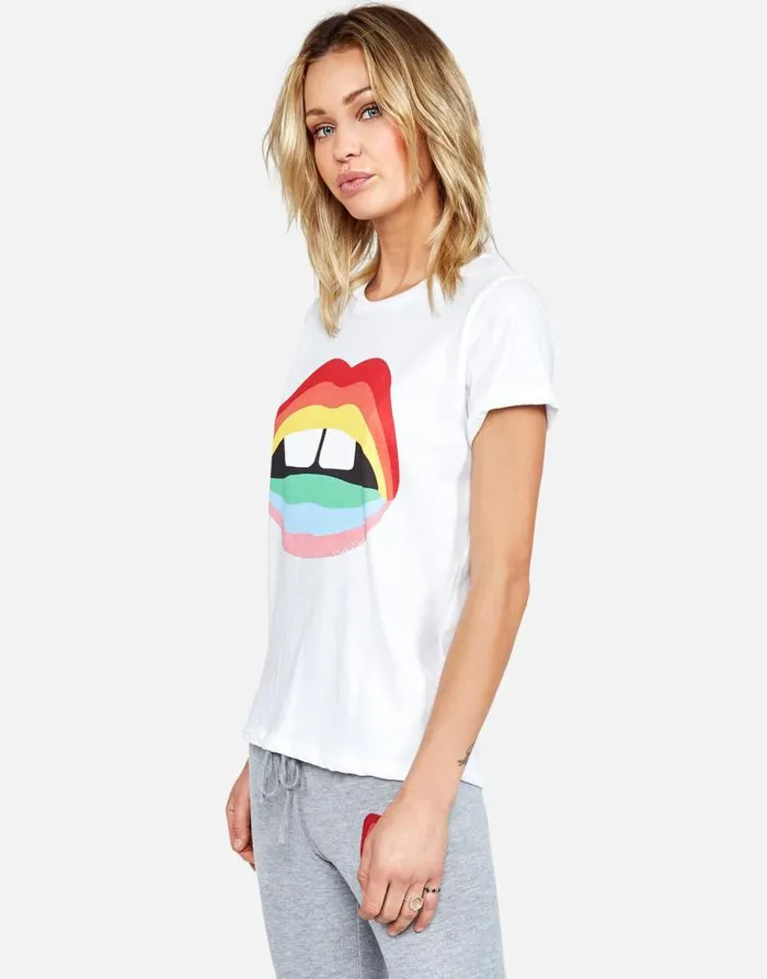 Edda Rainbow Gap Mouth White Women Lauren Moshi Short Sleeve