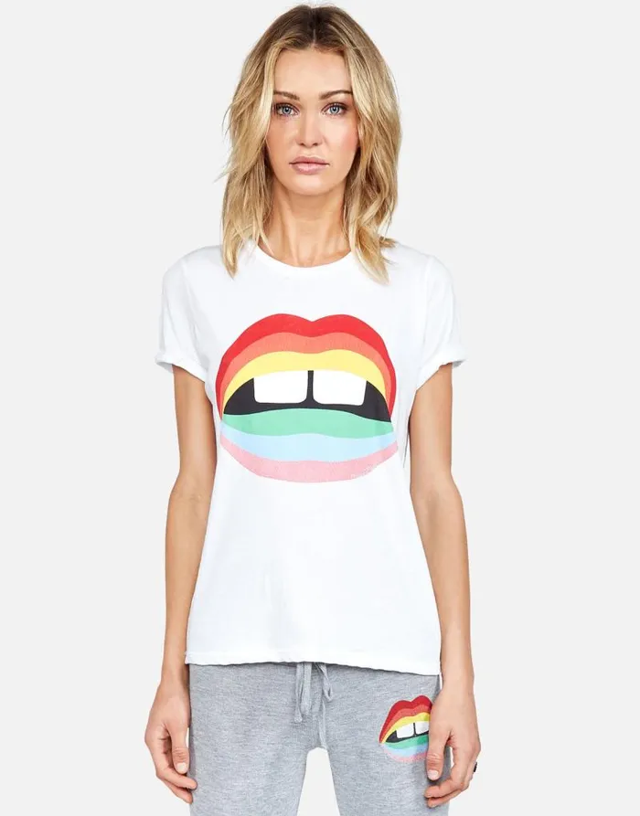 Edda Rainbow Gap Mouth White Women Lauren Moshi Short Sleeve
