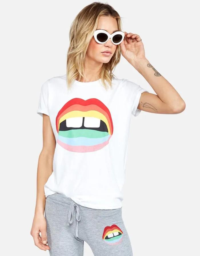 Edda Rainbow Gap Mouth White Women Lauren Moshi Short Sleeve