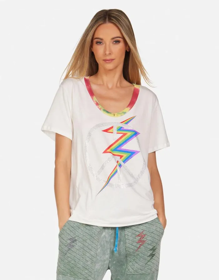 Elara Crystal Lightning Peace Milk Primary Tie Dye Women Lauren Moshi Short Sleeve