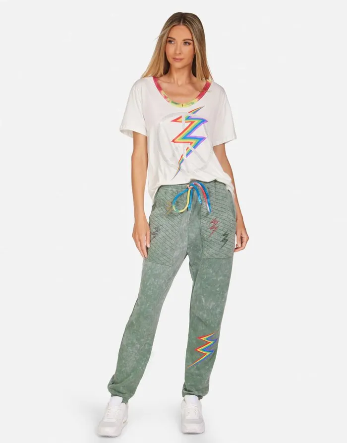 Elara Crystal Lightning Peace Milk Primary Tie Dye Women Lauren Moshi Short Sleeve