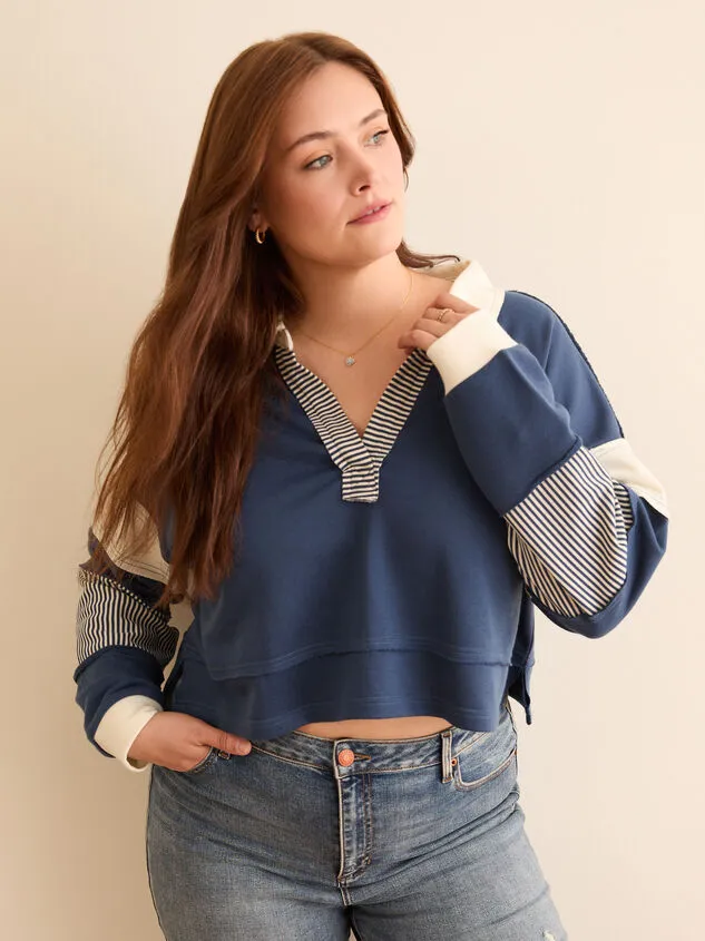 Ember Varsity Sweater Greenivory Women Altar039d State Tops