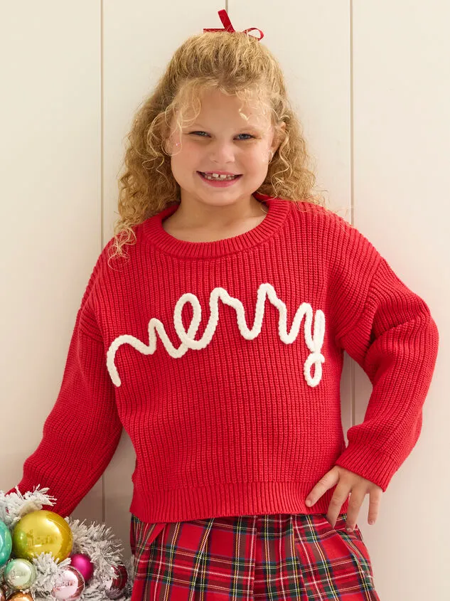 Embroidered Merry Sweater Red Girl Altar039d State Tops