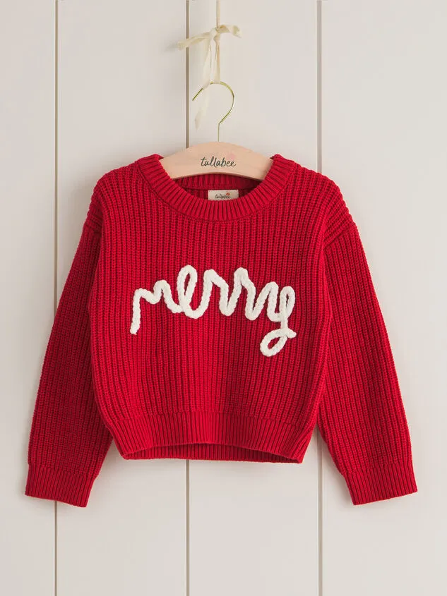 Embroidered Merry Sweater Red Girl Altar039d State Tops Embroidered Merry Sweater Red Girl Altar039d State Tops