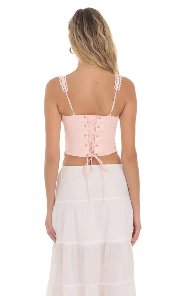 Embroidery Detail Top Pink Women LUCY IN THE SKY Tops Embroidery Detail Top Pink Women LUCY IN THE SKY Tops