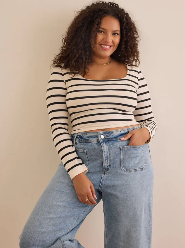 Emerson Striped Top Ivoryblack Women Altar039d State Tops