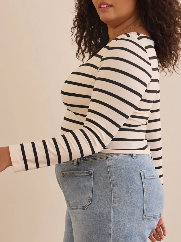 Emerson Striped Top Ivoryblack Women Altar039d State Tops