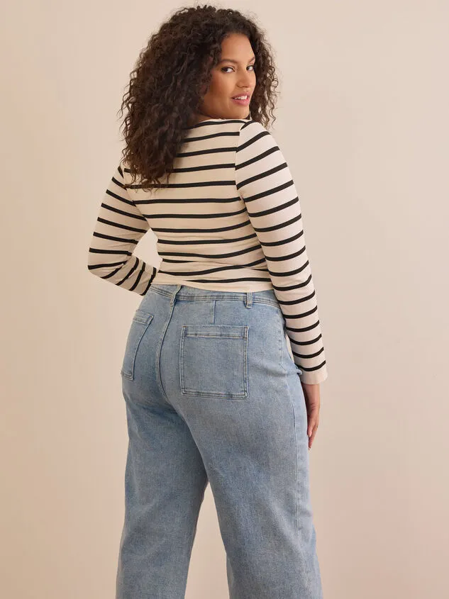 Emerson Striped Top Ivoryblack Women Altar039d State Tops