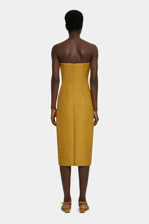 Emilia Wickstead Aracely Strapless Dress In Ochre Moire Mikado Women Dresses Emilia Wickstead Aracely Strapless Dress In Ochre Moire Mikado Women Dresses