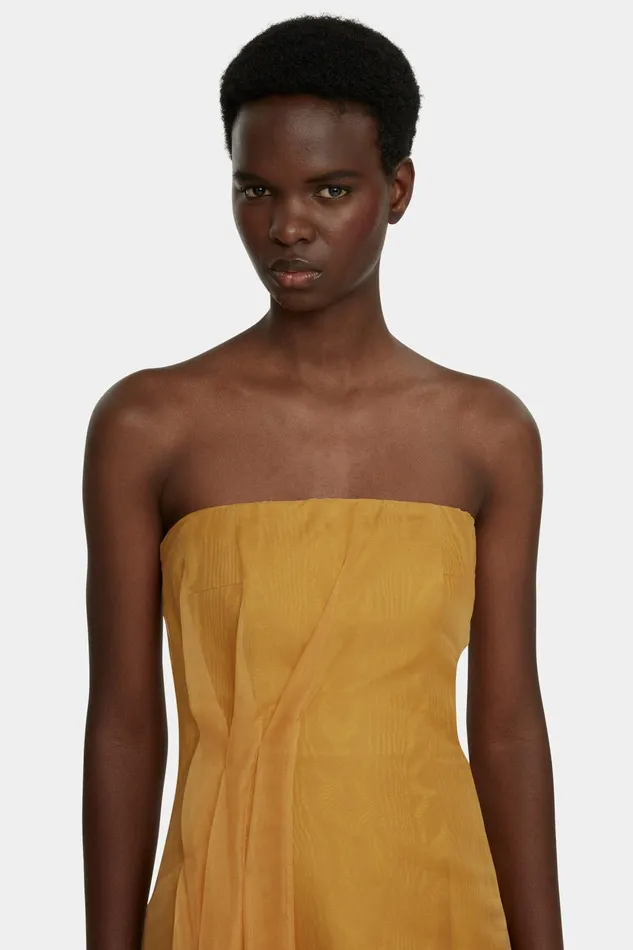 Emilia Wickstead Aracely Strapless Dress In Ochre Moire Mikado Women Dresses Emilia Wickstead Aracely Strapless Dress In Ochre Moire Mikado Women Dresses