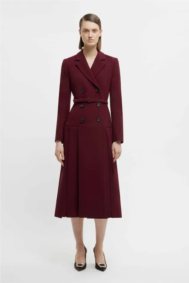 Emilia Wickstead Chaney Dress In Burgundy Double Crepe Women Dresses