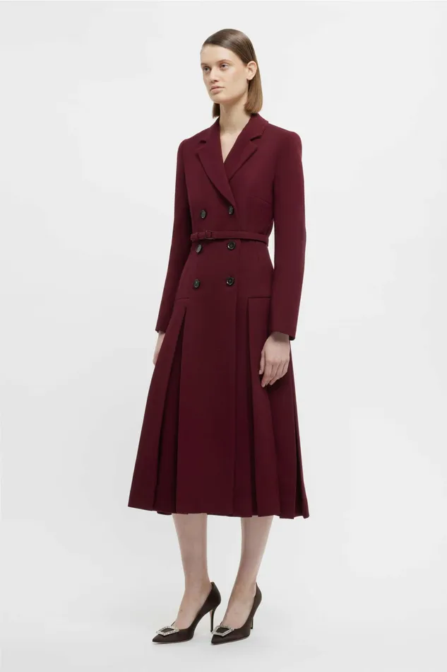 Emilia Wickstead Chaney Dress In Burgundy Double Crepe Women Dresses