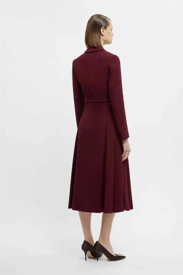 Emilia Wickstead Chaney Dress In Burgundy Double Crepe Women Dresses