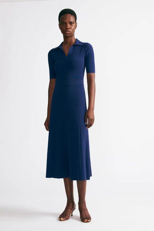 Emilia Wickstead Delphi Navy Knit Skirt Women Knitwear