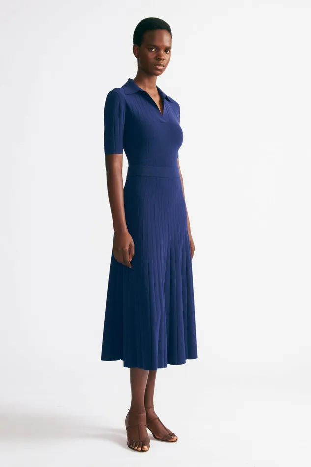 Emilia Wickstead Delphi Navy Knit Skirt Women Knitwear