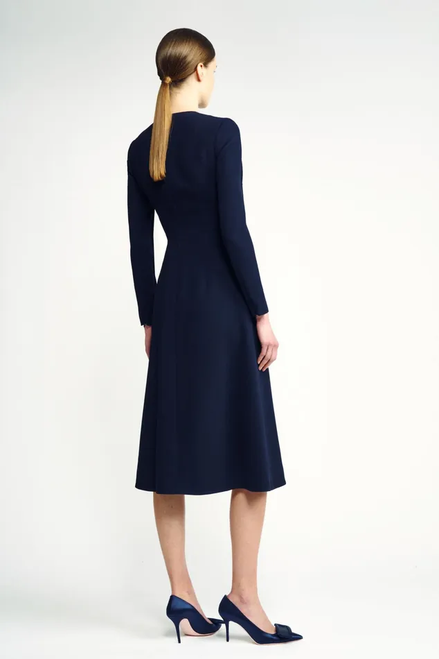 Emilia Wickstead Elta Midnight Blue WrapEffect Double Crepe Dress Women Dresses Emilia Wickstead Elta Midnight Blue WrapEffect Double Crepe Dress Women Dresses