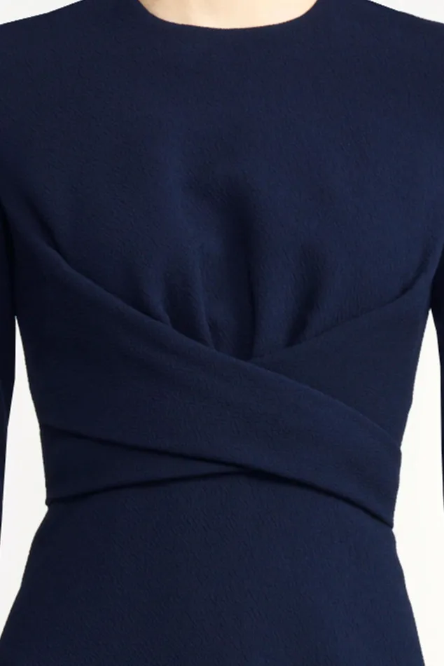 Emilia Wickstead Elta Midnight Blue WrapEffect Double Crepe Dress Women Dresses Emilia Wickstead Elta Midnight Blue WrapEffect Double Crepe Dress Women Dresses