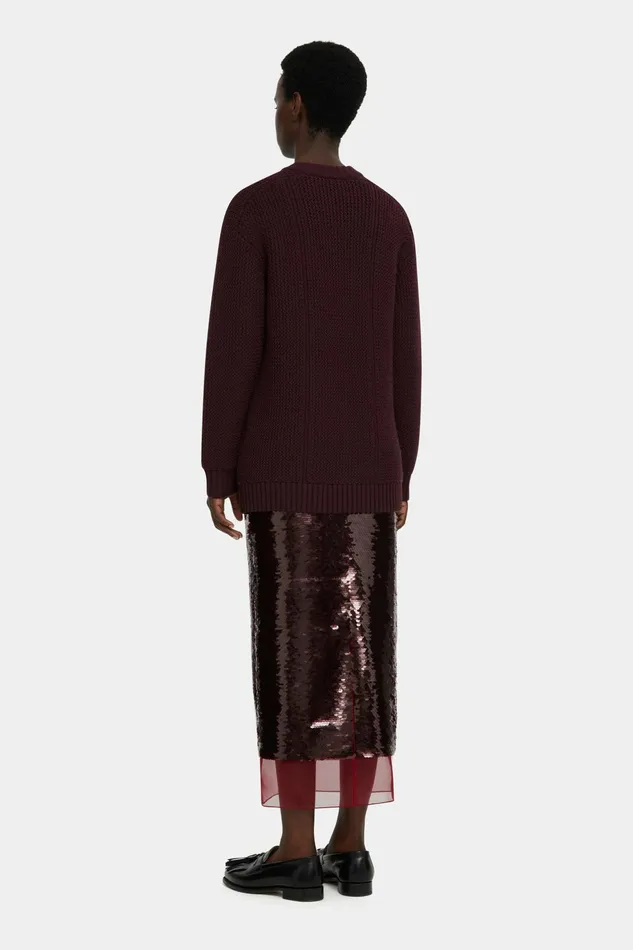 Emilia Wickstead Kazu Skirt In Burundy Jelly Sequins Women Skirts