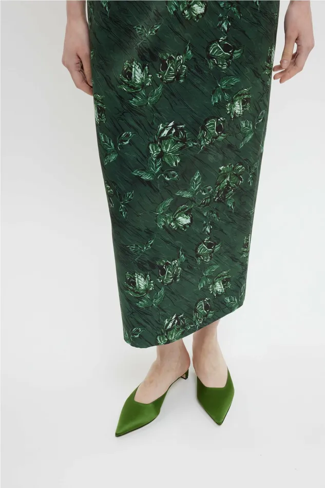 Emilia Wickstead Keeley Strapless Dress In Green Roses Marble Print Women Dresses Emilia Wickstead Keeley Strapless Dress In Green Roses Marble Print Women Dresses