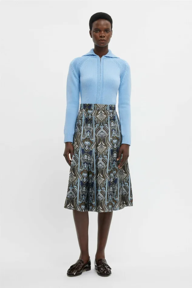Emilia Wickstead Kensie Dress In Blue Paisley Silk Twill Women Skirts