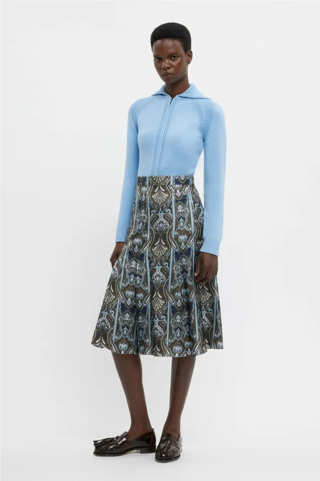 Emilia Wickstead Kensie Dress In Blue Paisley Silk Twill Women Skirts