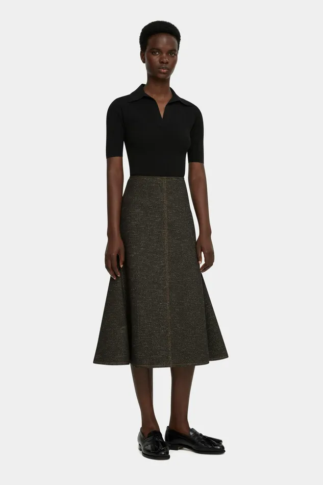 Emilia Wickstead Queenie Skirt In Black Denim Women Skirts