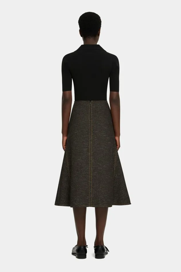 Emilia Wickstead Queenie Skirt In Black Denim Women Skirts