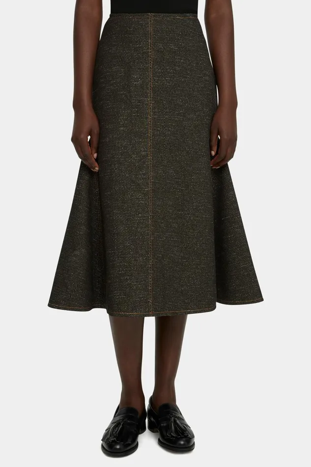 Emilia Wickstead Queenie Skirt In Black Denim Women Skirts
