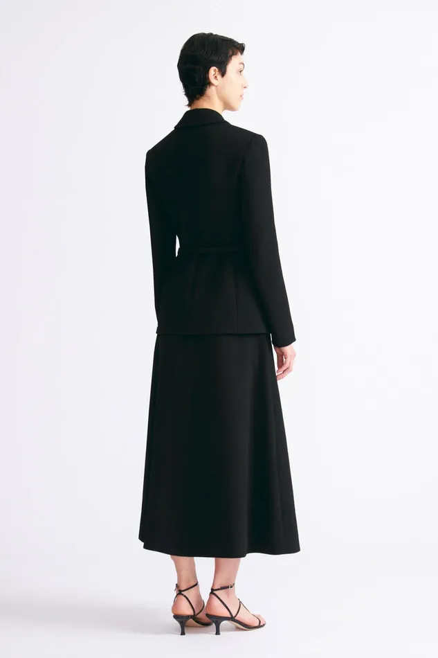 Emilia Wickstead Sato Inverted Pleat ALine Skirt Black Double Crepe Women Skirts Emilia Wickstead Sato Inverted Pleat ALine Skirt Black Double Crepe Women Skirts