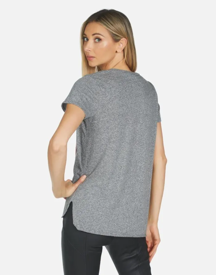 Emmalyn Rainbow Lightning Lip Heather Grey Women Lauren Moshi Short Sleeve